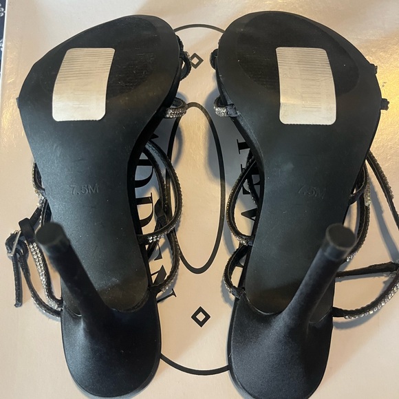 Steve Madden Black Strappy Heels with Rhinestone Embellishments - Picture 4 of 6